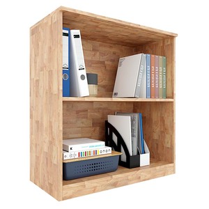 Armoire de rangement métallique minimaliste à 2 niveaux 80x40x87cm en bois d'hévéa THS68022, étagère mobile pour dossiers de bureau ou atelier - Product Image 1