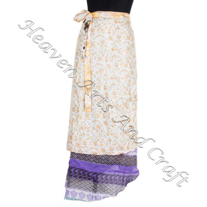 กระโปรงผ้าไหมลายชนเผ่าส่าหรี2ชั้นใส่กลับด้านได้ชุดเดรสยาวผ้าโปร่งสไตล์อินเดียโบฮีเมียนมหัศจรรย์สองชั้น - Product Image 5