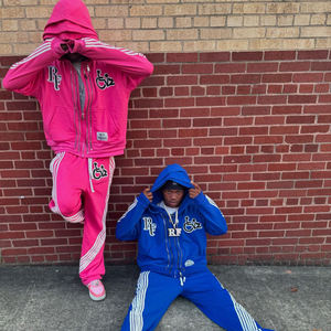 Manufacturer Oem Streetwear Elastic Waist Cotton <b>Pants</b> With Stripes Men Wide Leg Track Baggy Screen Printing <b>Pants</b> and Hoodies - Product Image 3