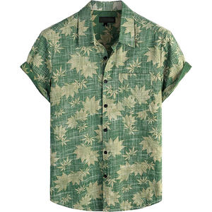 Sublimación impresión Aloha Vintage playa conjunto Casual Floral venta al por mayor camiseta personalizada hombres camisas hawaianas - Product Image 5