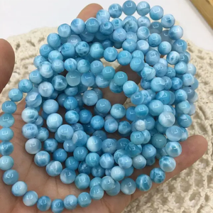 สร้อยข้อมือลูกปัดลาริมาร์ธรรมชาติแบบยืดได้ชาร์จไฟได้ - Product Image 6