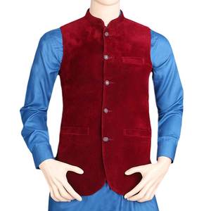 เสื้อกั๊กกำมะหยี่ผู้ชาย Chase Value สีแดงเลือดหมู ไซส์ 34 - Product Image 2