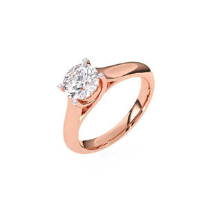 Anillo de compromiso redondo con diamante solitario cultivado en laboratorio de 1.1 quilates en oro amarillo, blanco y rosa de 9 quilates - Product Image 2