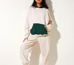 Vente en gros de vêtements pour femmes, pull à manches longues de couleur unie, sweat-shirt court, sweat à capuche pour femme, streetwear de sport en coton - Product Image 2