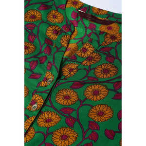 Women's Green Floral Printed Cotton A-Line <b>Kurta</b> Elegant Trendy Day <b>Dress</b> Custom Design Free Size Breathable Feature Retail - Product Image 3