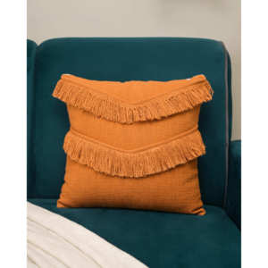 Luxury Geometric Orange Frill Pillow <b>Cover</b> Cotton <b>Cushion</b> <b>Cover</b> for Hotel Bedroom Home Interior Decor - Product Image 1