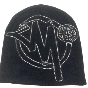 <b>Top</b> Quality Latest Ladies Diamond Winter <b>Hat</b> Fashion Handmade Warm Knitted Beanie <b>Hat</b> With Rhinestone Jacquard Knitted Beanie - Product Image 1