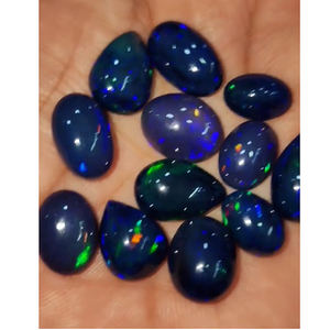 13pcs naturel éthiopien noir opale 12mm 15mm ovale poire Cabochon 44cts Lot IROC ventes qualité pierres précieuses en vrac US $106 - Product Image 3