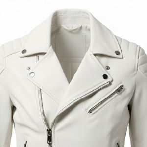 Veste en cuir véritable pour femmes blanches, style moto, veste de course, personnalisée, automne-hiver, vente chaude, qualité supérieure, luxe - Product Image 5