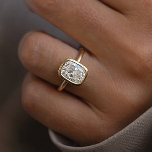 IGI Certified Sustainable Lab Created Bridal <b>Ring</b> 3 Carat Elongated Cushion Lab Grown Diamond <b>Solitaire</b> Engagement <b>Ring</b> 14K Gold - Product Image 4