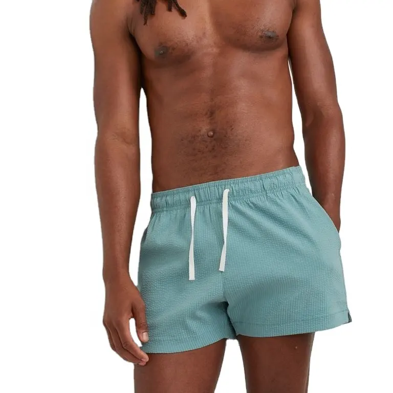 Short de plage en polyester personnalisé 100% maillot de bain pour hommes maillot de bain court imprimé avec poche arrière short de bain maillot de bain