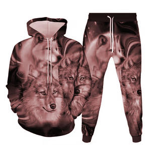 Survêtement de conception de sublimation loup surdimensionné personnalisé pour hommes survêtement de jogging en polyester survêtement de course à pied pull - Product Image 3