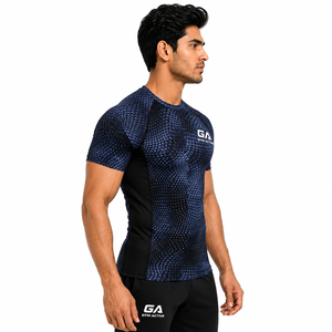 T-shirt de compression éco-responsable à manches longues pour homme, imprimé 3D sur le devant, pour le sport, la gym, le fitness, vêtements de sport personnalisés - Product Image 2
