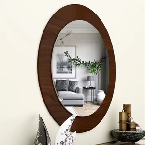 Espejo de pared redondo de madera Natural de diseño moderno de Azora Industries, montaje de pared decorativo para sala de estar hecho a mano - Product Image 2