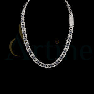<b>14kt</b> White <b>Gold</b> Cuban Party Wear <b>Chain</b> Meticulously Crafted with Lab Grown Diamonds and Vvs Clarity - Product Image 1