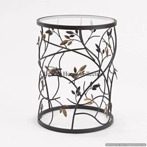 Mesa central de metal de forma cilíndrica Diseño floral con recubrimiento en polvo de color negro Diseño simple Diseño lujoso Mesa hecha a mano - Product Image 1