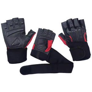 Fabricación profesional La mejor calidad Deportes Levantamiento de pesas Entrenamiento Gimnasio Levantamiento de pesas Guantes de medio Dedo de cuero - Product Image 5