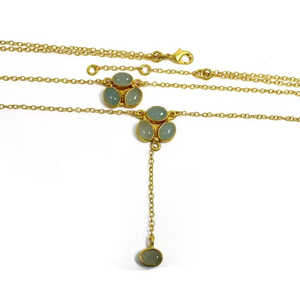 Collier ras du cou fin plaqué or avec calcédoine Accessoire élégant et luxueux - Product Image 2