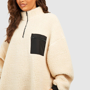 Sudadera unisex con capucha y cremallera de un cuarto para hombre, sudadera lavada con media cremallera y cuello levantado, Sudadera con capucha de lana para invierno - Product Image 5