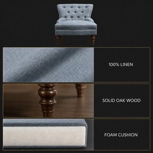 Sillón Moderno Tapizado en Lino con Patas de Madera de Roble Macizo para Sala de Estar, Dormitorio, Hotel, Muebles para el Hogar - Product Image 3