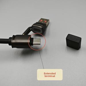 Câble USB à ressort PINYI <span class=keywords><strong>FEIYIDA</strong></span> en PVC avec adaptateur en alliage de zinc, charge rapide 240W, USB 3.1 3-en-1 Type-C, 1,8m, pour appareils iOS - Product Image 4