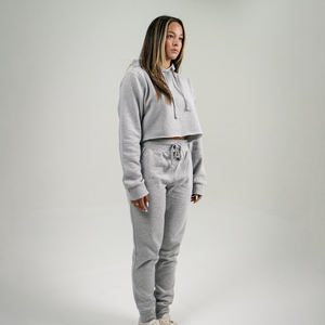 ชุดวอร์มครอปสตรีแบบสั้น ปี 2024 ผ้าฟลีซคอตตอนสั่งทำพิเศษ สีพื้น สไตล์ลำลอง มีฮู้ด ระบายอากาศได้ดี สำหรับฤดูหนาว-ขายส่ง - Product Image 4