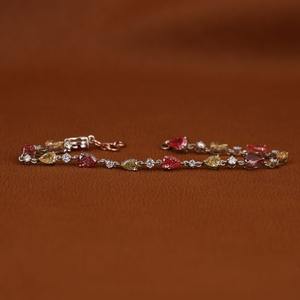 Bracelet de tennis en or massif 14KT avec diamants taille ronde poire élégance intemporelle diamants étincelants cadeau parfait pour elle - Product Image 3