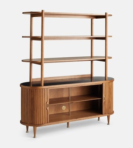 Nora Tambour Solid Wood <b>Shelving</b> <b>Unit</b> Multi-functional Adjustable Height Living Room Cabinet for Hotel Apartment - Product Image 3