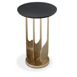 Luxury the METAL WAVE Modern Round Metal Side <b>Tables</b> with Metal <b>Legs</b> and Marble <b>Table</b> Top for Living Room - Product Image 1