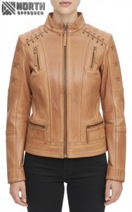 Chaqueta de moto personalizada para hombre y mujer con armadura de cuerpo, chaquetas protectoras comerciales para moto, chaqueta de cuero personalizada para mujer - Product Image 1