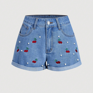 2026 Vente en gros Haute Qualité Personnalisé Taille Mi-Haute Femme Broderie Coupe Droite Vintage Imperméable Écologique Nylon/Coton Ourlet Relevé - Product Image 1