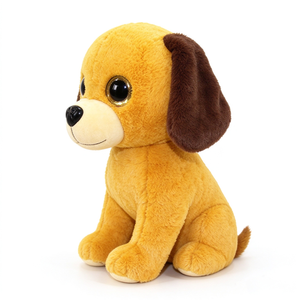Unique plush Brown Puppy Plush <b>Toy</b>, Cute Big Gold Glitter Eyes <b>Stuffed</b> Dog Animal, <b>Soft</b> Sitting Puppy Doll with Dark Flop - Product Image 2