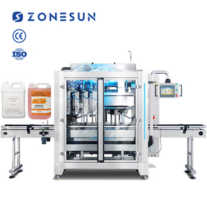Machine de remplissage automatique ZONESUN ZS-VTPF4 à 4 têtes avec pompe à engrenages servo pour liquides visqueux et pâtes, avec dosage quantitatif pour lessive - Product Image 1