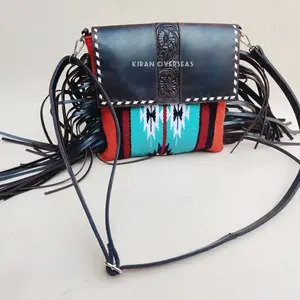 Sac à main en cuir de vache à franges et franges - Product Image 1