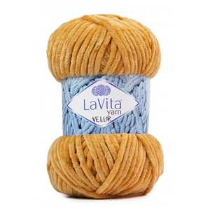 ไหมพรมถักมือ Lavita 100% โพลีเอสเตอร์ เวลัวร์ เวลเวท น้ำหนัก 100 กรัม สีแฟนซี 1038 สำหรับงานโครเชต์ ความแข็งแรงสูง - Product Image 1