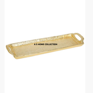 ถาดเสิร์ฟสแตนเลสสตีลทรงสี่เหลี่ยมสำหรับบ้านและร้านอาหารสีทองมันวาวแบบสำเร็จรูปใช้ทุบ - Product Image 5