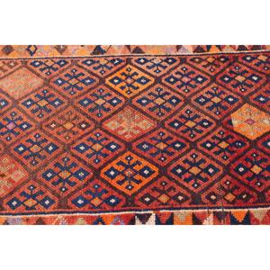 2.9x13.5 ft Turkish Vintage Patchwork Rug Eco-Friendly Herki <b>Brown</b> <b>Wool</b> Runner Rug with Latex Backing - Product Image 3
