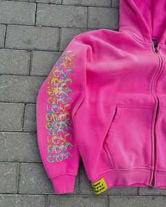 Sweat à capuche zippé oversize pour hommes avec impression de lettres vintage Manches longues lourdes Streetwear Hip Hop Vente en gros pour la saison d'hiver - Product Image 3