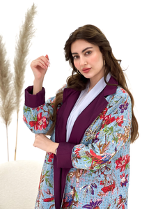 Arabia Saudita Abaya mujeres algodón étnico hermoso pájaro impreso hecho a mano Kantha Kimono bata ropa de dormir bata Bisht Abaya mujeres - Product Image 3