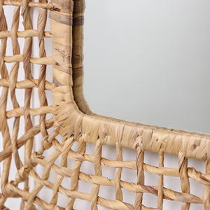 กระจกผักตบชวาสีน้ำตาลธรรมชาติสานด้วยมือสไตล์โบฮีเมียนแขวนผนังสไตล์โบฮีเมียนแบบชนบทสำหรับห้องนอนห้องนั่งเล่นและสำนักงาน - Product Image 5