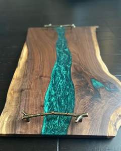 <b>Decorative</b> Epoxy Resin Tray with Handles Wood and Resin for Home and Restaurant Use for Food From Quality Enterprises - Product Image 1