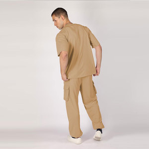 Ensemble de survêtement d'hiver léger pour homme en deux pièces, tissu respirant en coton et polyester, manches courtes, taille élastique, poches latérales - Product Image 2