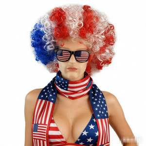 Peluca Sintética con Colores de la Bandera Nacional, Peluca Afro Rizada y Colorida, en Oferta, para Aficionados al Fútbol, Kit de Animación - Product Image 1