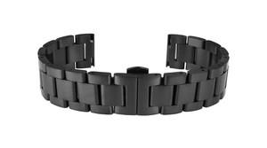 Bracelet de montre intelligente unisexe réglable en acier inoxydable respirant et résistant à l'eau, luxe, 18-24 mm, GD005, bracelet noir doux, 20 mm - Product Image 3