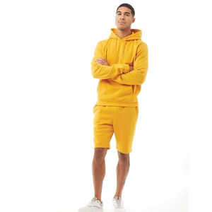 OEM Terzo Sports Ensemble Short à capuche avec logo personnalisé 100% coton Nouveau design 300 GSM Fleece Yellow Knee Length Plus Size pour hommes - Product Image 1
