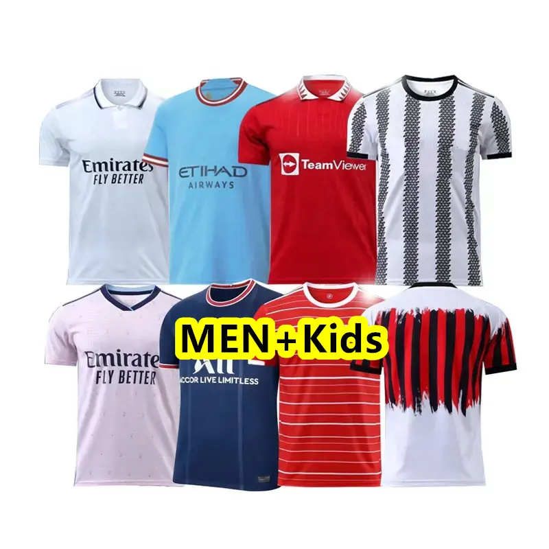 Groothandel 2023 Kinderen Voetbal Kit Sport Kleding Mannen Voetbal Kits Volledige Set Voetbaltenues Volwassenen