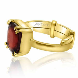 Anillo Ajustable de Piedra Preciosa Astrológica Certificada Natural de Granate Hessonita Gomed de 3.25-12.25 Ratti - Product Image 2