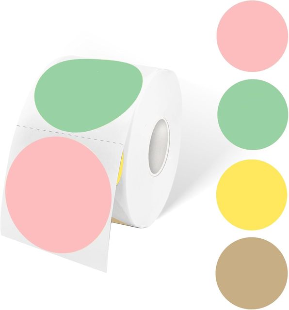 2Inch Multi-Purpose Direct Thermal Roll Sticker Labels Pink Round Self-Adhesive Circle Direct Thermal Labels