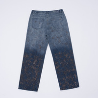 Jean droit vintage décontracté pour homme, style streetwear, printemps-automne, en denim délavé, respirant, lavable, taille mi-haute, avec rivets et boutons en cristal