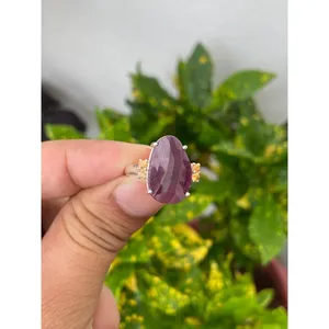 925 Sterling Silver Fashionable Vintage <b>Statement</b> <b>Ring</b> with Natural Ruby Stylish Inlay Gemstone Free Size Engagement <b>Ring</b> - Product Image 2